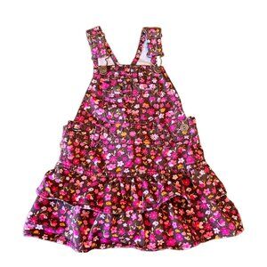 OSHKOSH Vintage Floral Dress Girls 18 M Overall Cotton Ruffles Vestback Toddler